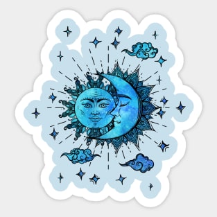 Vintage night Sun and Moon Sticker